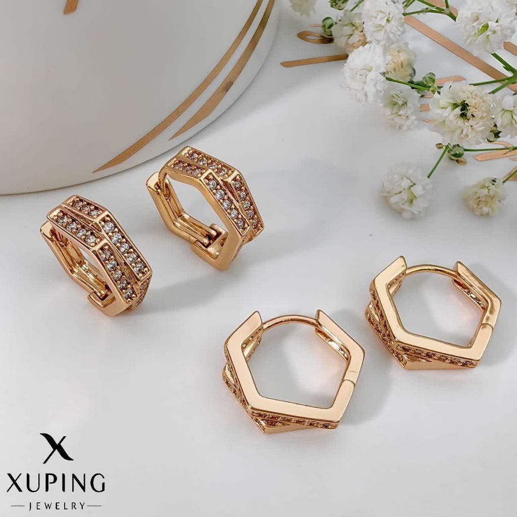 گوشواره 6 ضلعی نگین دار ژوپینگ کد 2250 - خرید آنلاین از گالری آداس